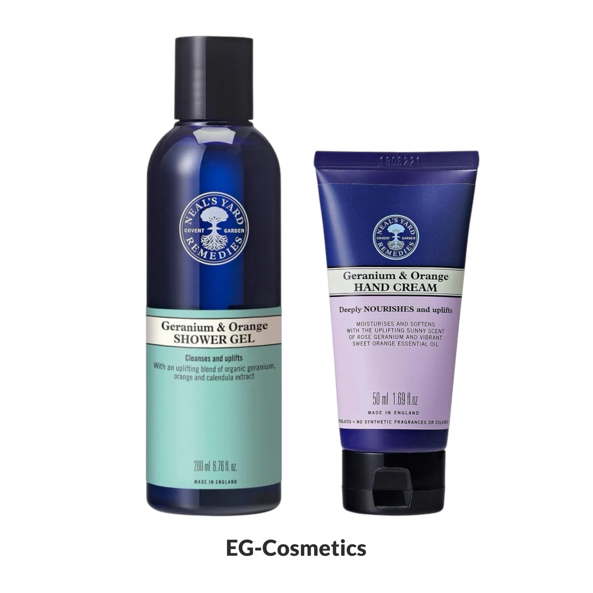 Neal's Yard Remedies Geranium & Orange Shower Gel 200ml & Hand Cream Set