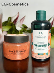 The Body Shop PINK GRAPEFRUIT Exfoliating Gel Body Scrub & Shower Gel Duo 250ml