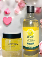 The Body Shop Lemon Hair & Body Wash & Exfoliating Gel Body Scrub Duo